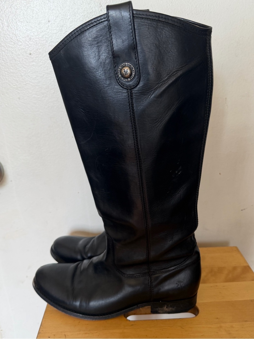 Frye Tall Black Leather Riding Boots Women’s Size 8B Made in Mexico